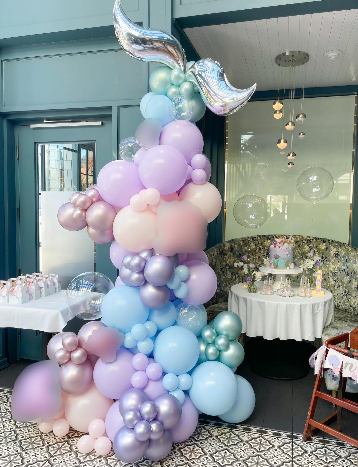 Adeyoo Mermaid Balloons - 12Inch Mermaid Party Balloons Purple Pink Teal Balloon Glitter Metallic Purple Green Latex Balloon for Girls Mermaid Birthday Baby Shower Sea Theme Party Decorations