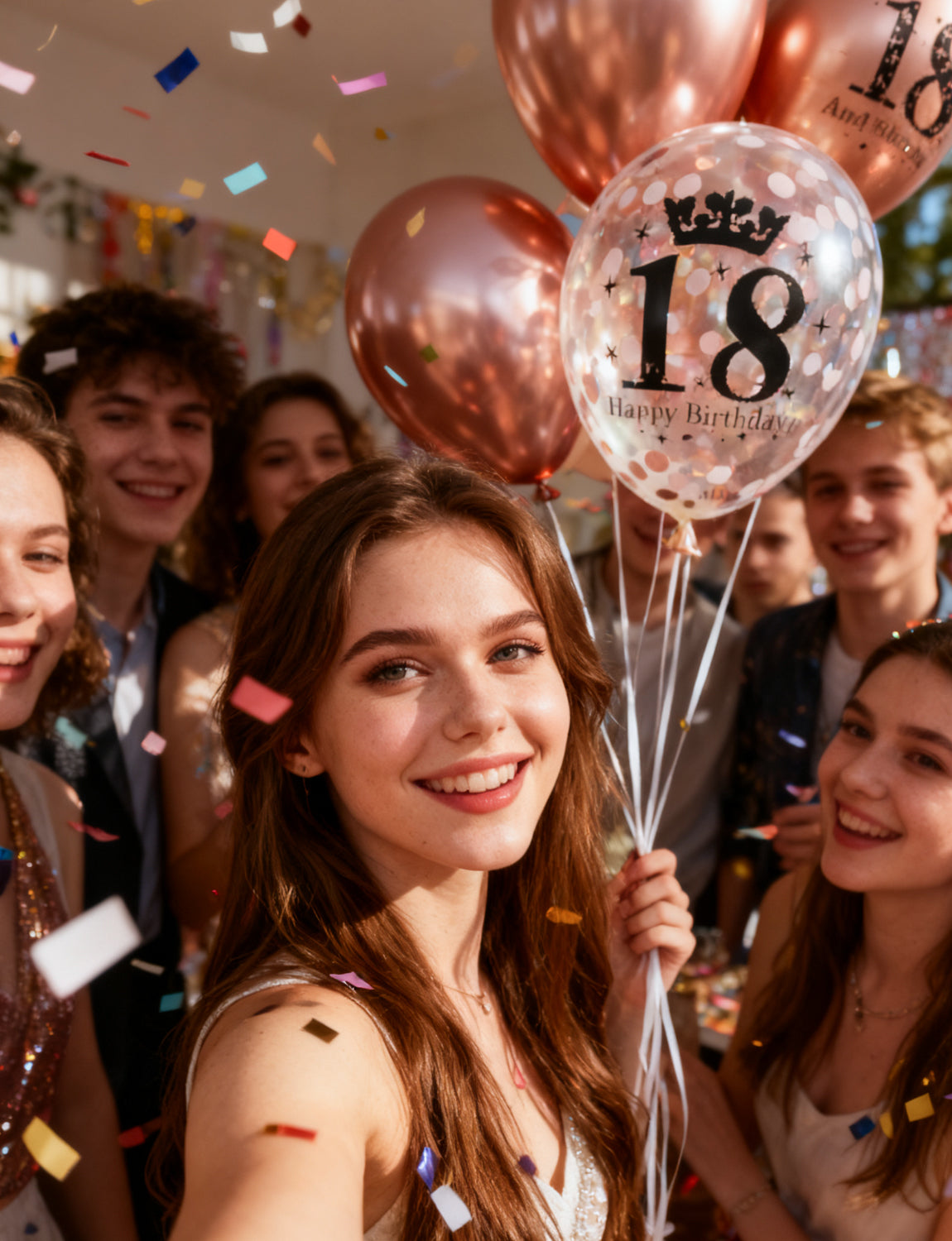 Adeyoo 24Pcs 18th Birthday Balloons for Girls - Fabulous 12Inch Rose Gold 18th Latex Confetti Balloons, Rose Gold 18 Happy Birthday and Anniversary Party Decorations for Girls Boys