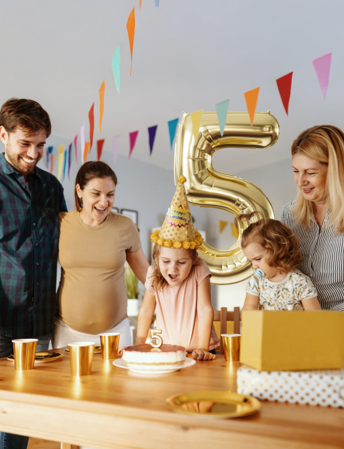 Adeyoo Champagne Gold Foil Balloon Number 5-40 Inch Giant Light Gold Self Inflating Balloons, Number Balloons 0-9 Set for Girls Boys Women Men Birthday Graduation Anniversary Party Decorations
