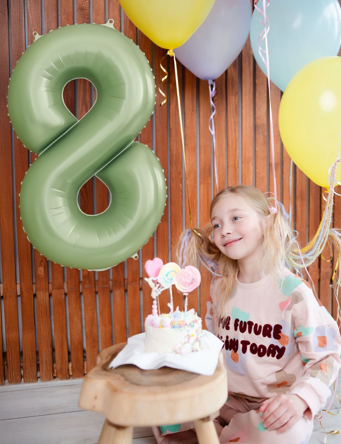 Adeyoo Sage Green Number 8 Balloon - 40" Large Olive Green Foil Digital 8 Balloons for Boys Girls, Self Inflating Number Balloons 0-9 Set for Women Men Birthday Jungle Anniversary Party Decorations