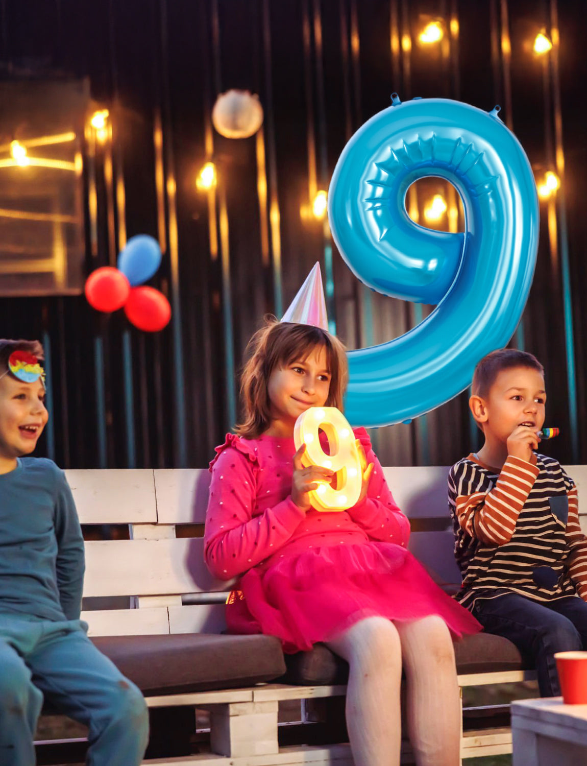 Adeyoo 40 Inch Blue Number 9 Balloon - 9th Birthday Balloons for Boys, Self Inflating Foil Number Balloons 0-9 for Men Birthday Anniversary Graduation Party Decorations, Photo Shoot Supplies