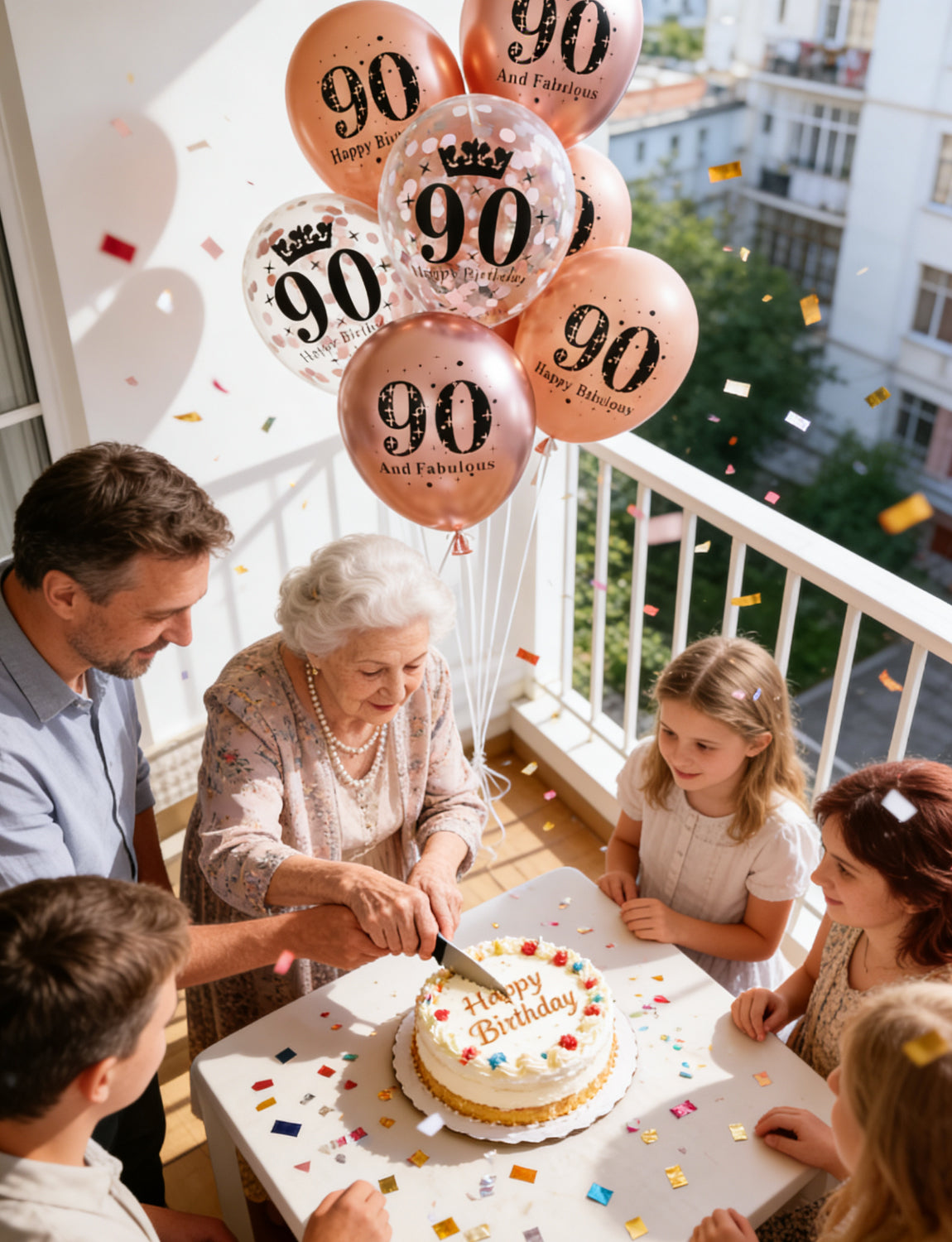 90th Birthday Balloons Decorations - 24 Pcs Birthday Balloons for Women, Metallic Rose Gold Balloon,and Pearl Rose Gold Confetti Balloon for 90 Years Old Hbd Party Decorations, 12 Inch