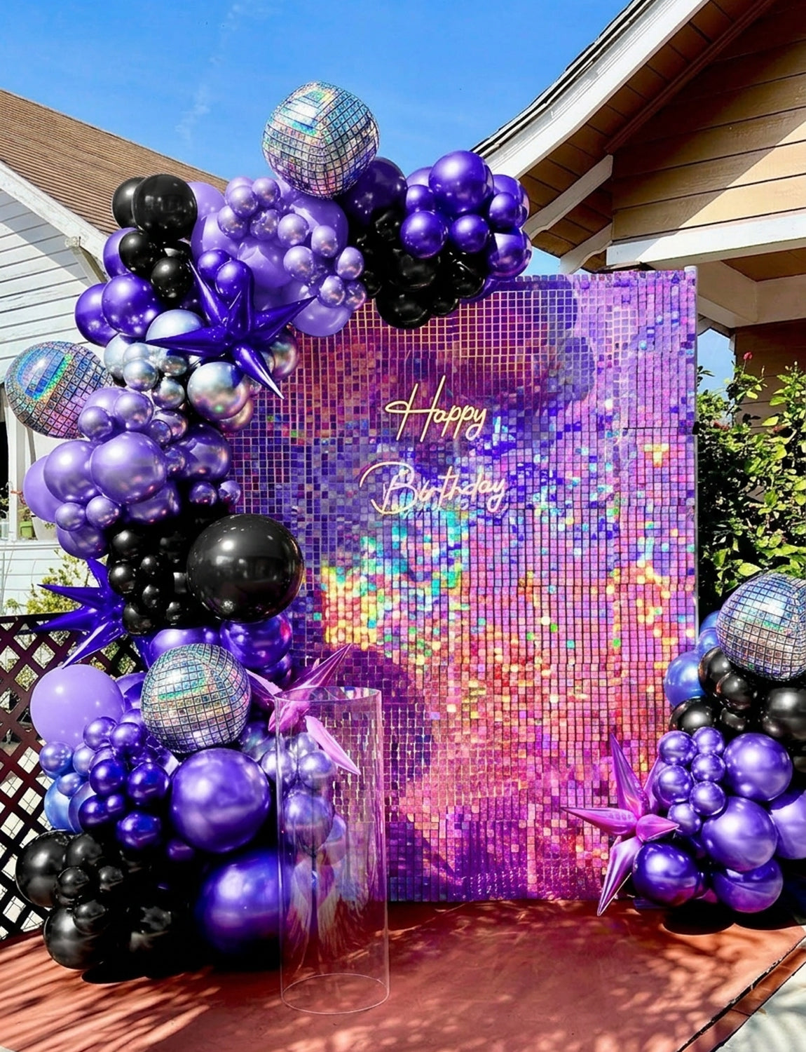 Purple and Black Balloons, 50 Pcs Mixed Purple Latex Balloon,12 Inch Purple Confetti Balloons, Metallic Purple Balloons for Women Birthday Halloween Baby Shower Bridal Wedding Party Decorations