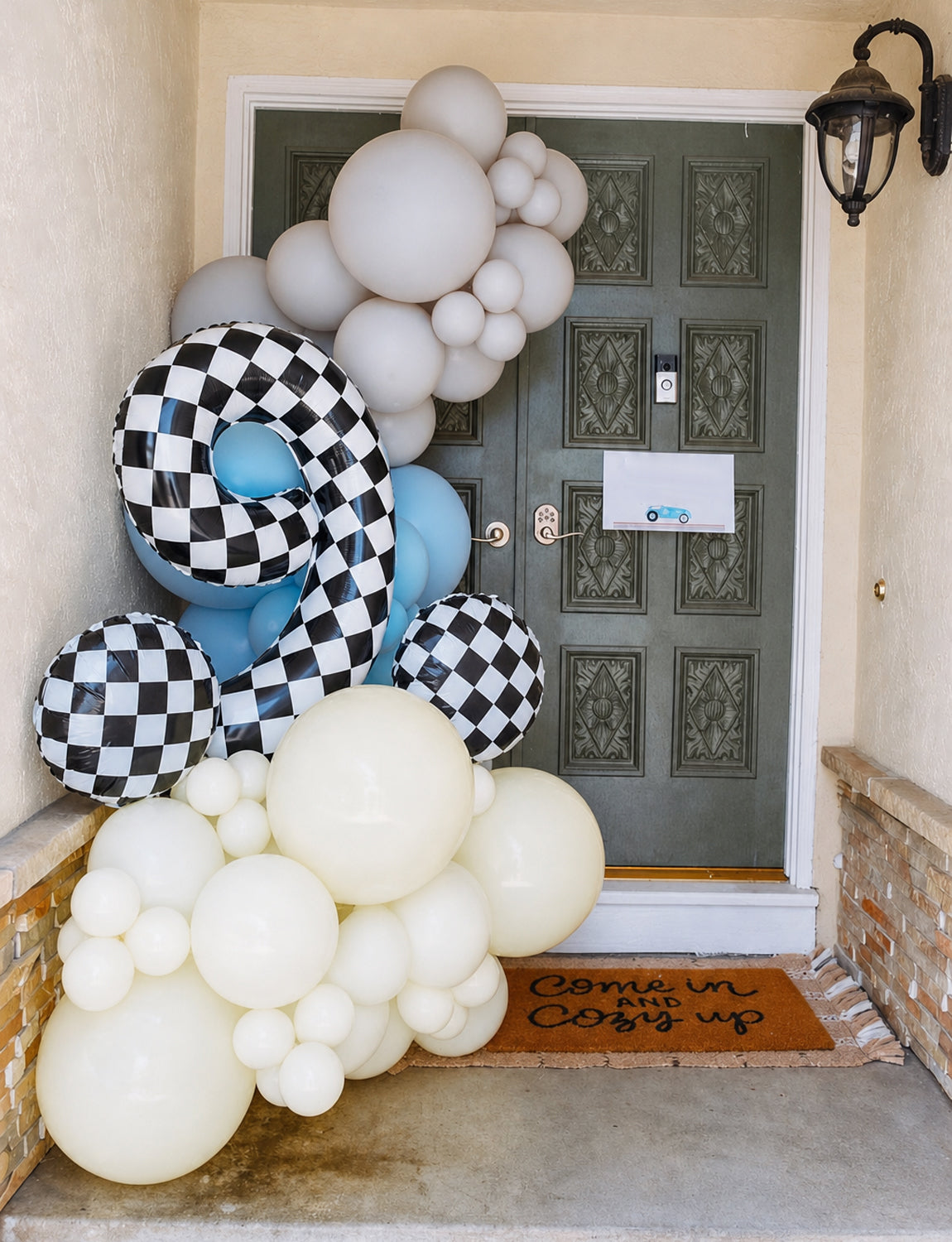 40 Inch Checkered Number 9 Balloon for Racing Birthday Decorations Large Number 9 Balloon, Black and White Foil Balloon for Birthday, Baby Shower, Race Car and Checkered Flag Party Decorations