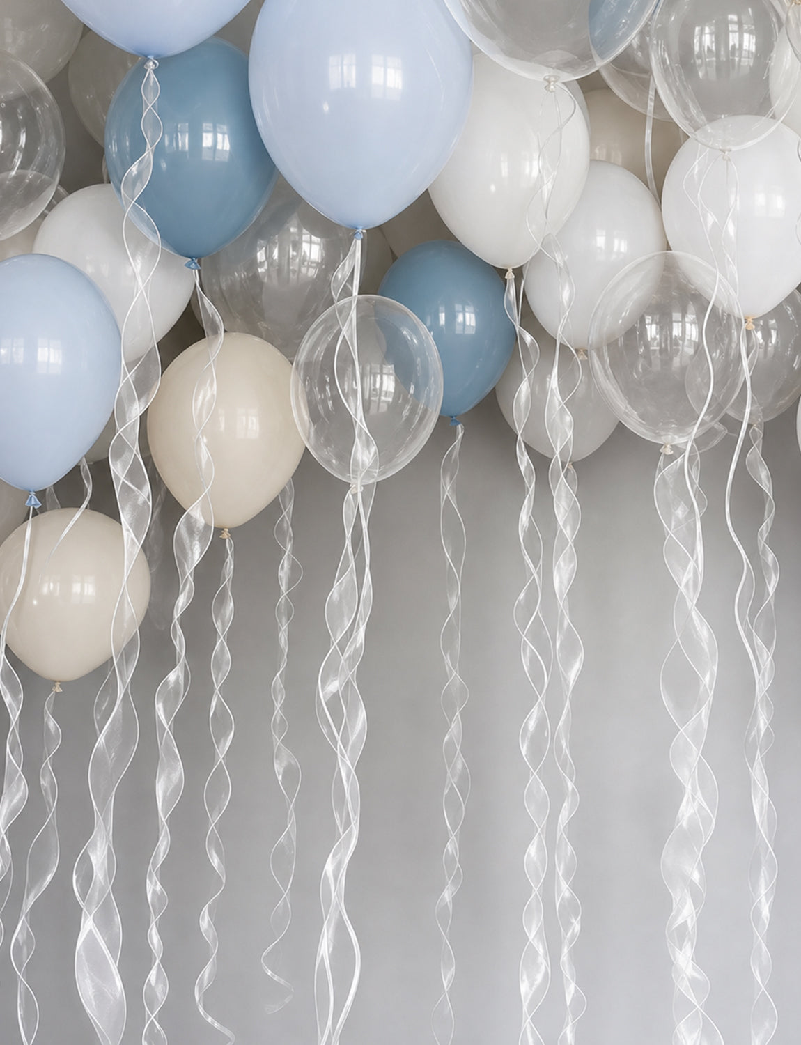 Dusty Blue White Balloons, 50 Pcs 12 Inch Blue and White Balloons Baby Blue and Cream Balloons, Clear Balloon for Kids Birthday Baby Shower Wedding Christening Gender Reveal Party Decorations