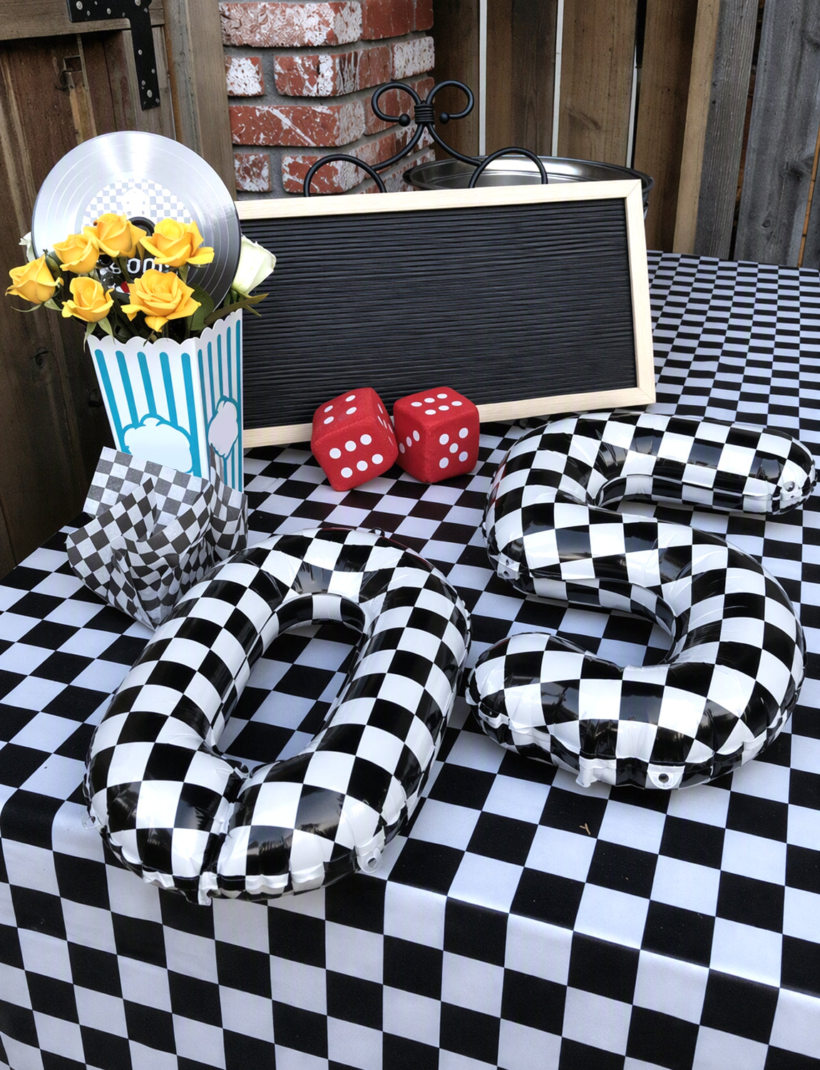 40 Inch Checkered Number 0 Balloon for Racing Birthday Decorations Large Number 0 Balloon, Black and White Foil Balloon for Birthday, Race Car and Checkered Flag Party Decorations