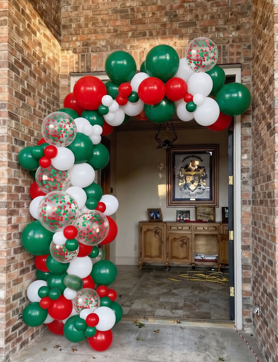 Christmas Balloons, 50 Pcs 12 Inch Red Green White Latex Balloons Christmas Latex Balloons, Red Green Confetti Balloon, Xmas Decorations for Christmas Winter Italian Themed Birthday Party