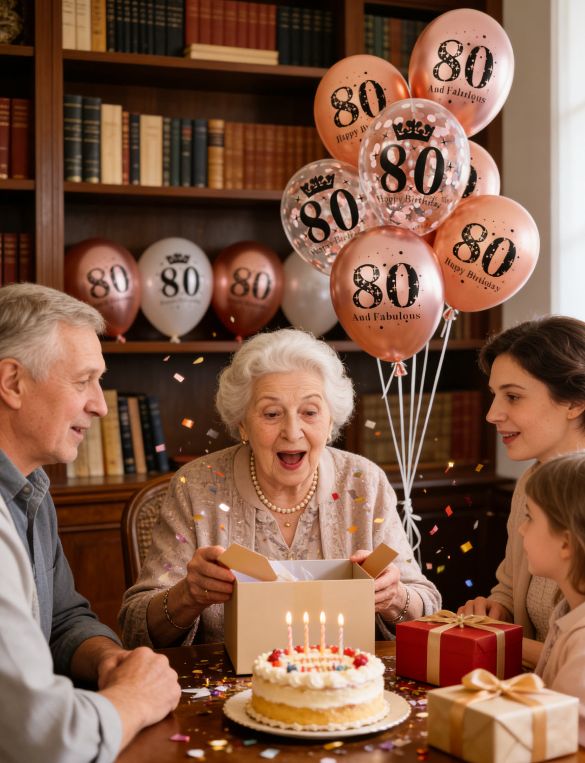 Adeyoo 80th Birthday Balloons for Women – 24 Pcs Metallic Rose Gold Balloon, Pearl Rose Gold Balloons, and Confetti Balloon for 80 Years Old Birthday or 1945 Anniversary Party Decorations