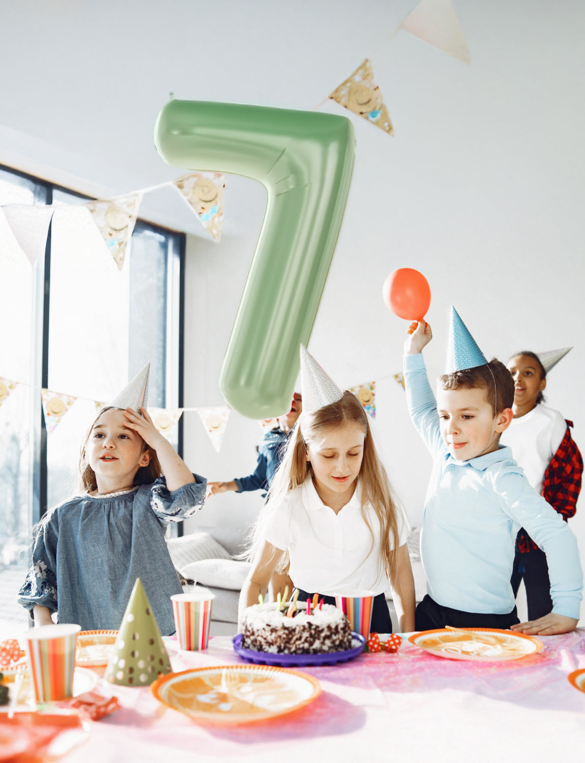 Adeyoo Sage Green Number 7 Balloon - 40" Giant Olive Green Number Balloons 0-9 Set, Self Inflating Digital 7 Balloon for Girls Boys Women Men Birthday Jungle Safari Anniversary Party Decorations