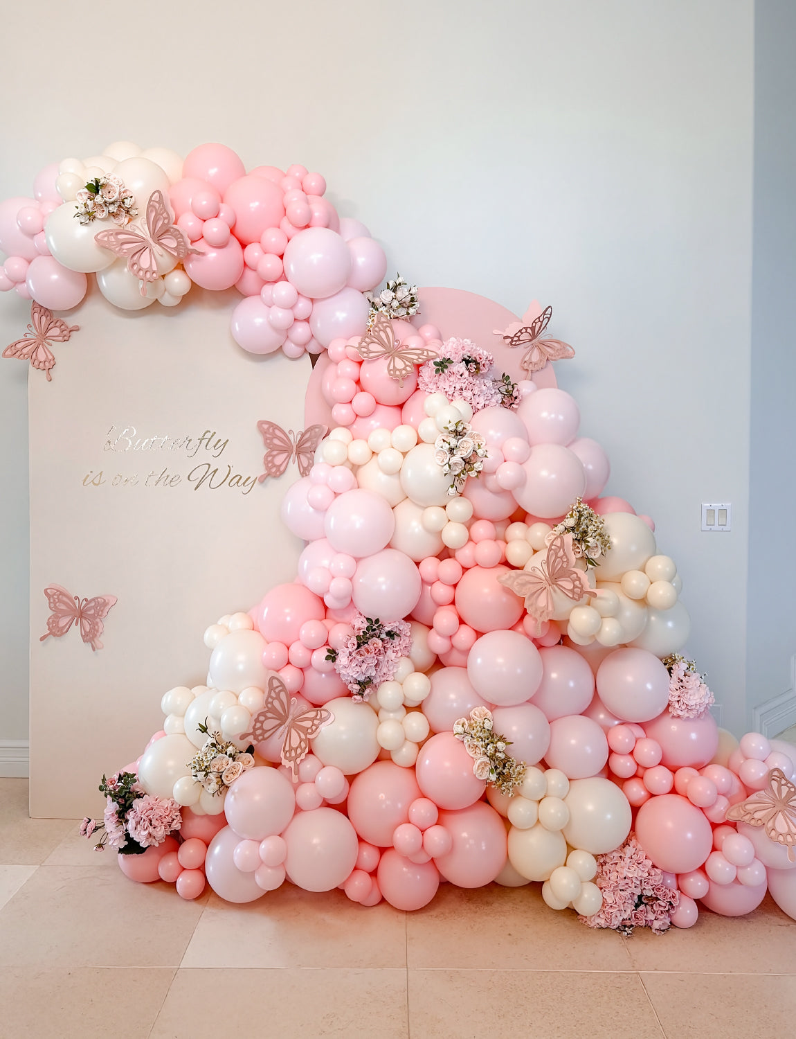 Adeyoo Pink Balloon Arch Kit Garland - 133Pcs Pastel Pink Balloon Arch kit with Baby Light Pastel Pink Nude Clear Balloons for Birthday Baby Shower Christening Gender Reveal Wedding Party Decorations