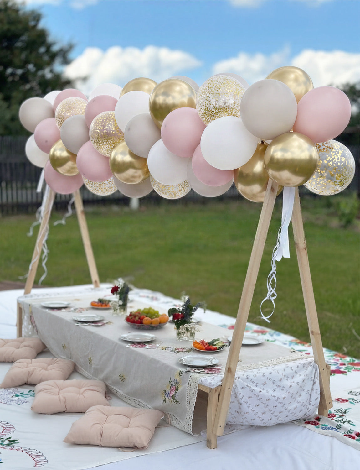 Dusty Pink and Gold Balloons, 50PCS 12 Inch Blush Pink, White & Metallic Gold Balloons with Confetti Balloon for Birthday, Bridal Shower & Wedding Party Decorations, Girls & Women