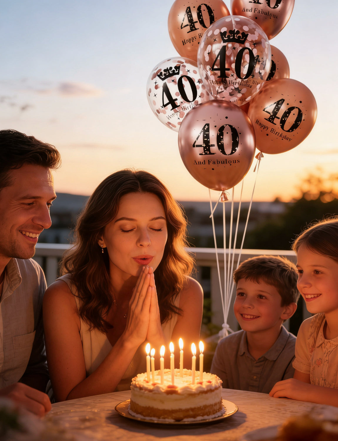 Adeyoo 40th Birthday Balloons for Women - 24Pcs 12Inch Rose Gold Latex Confetti Balloons, Fabulous Happy 40th Birthday Party Decorations for Women Anniversary Celebration