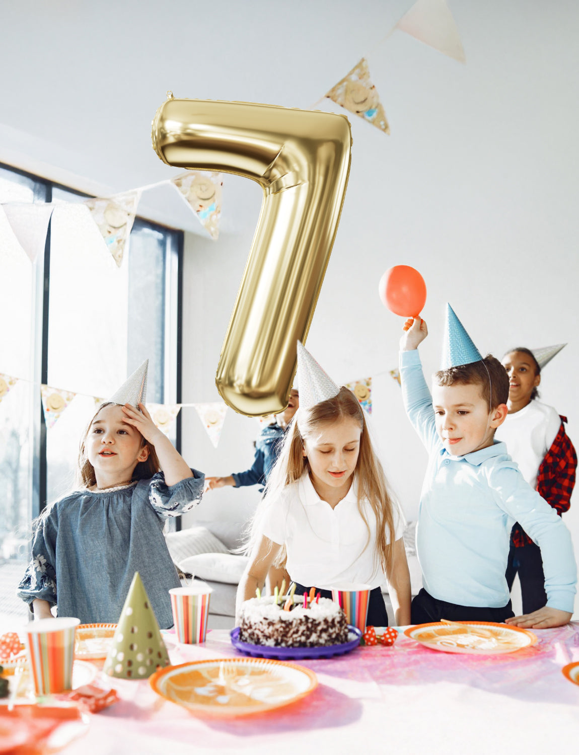 Adeyoo Light Gold Number 7 Balloon - 40" Giant Champagne Gold Number Balloons 0-9 Set, Self Inflating Digital 7 Balloon for Girls Boys Women Men Birthday Graduation Anniversary Party Decorations