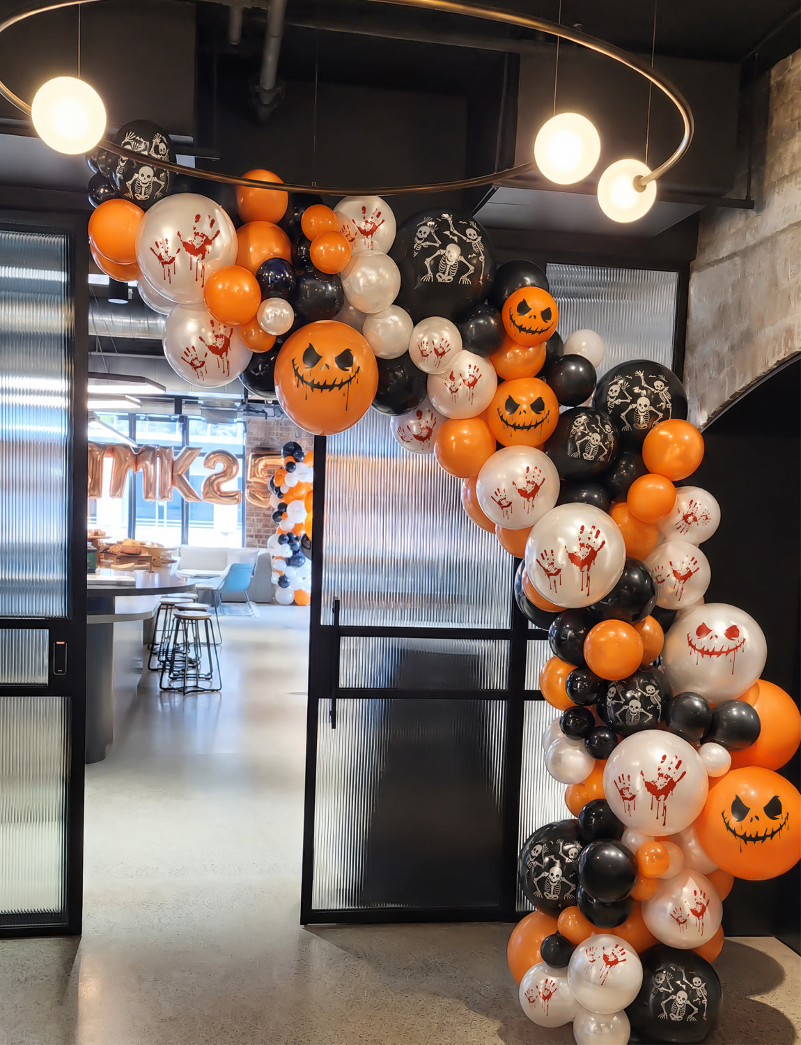 Halloween Balloons, Orange Black White Balloons, Spooky Party Decor 50 Pcs 12 Inch Halloween Latex Balloons, Scary Skeleton and Pumpkin Balloons, Horror Balloons for Halloween Party Decorations