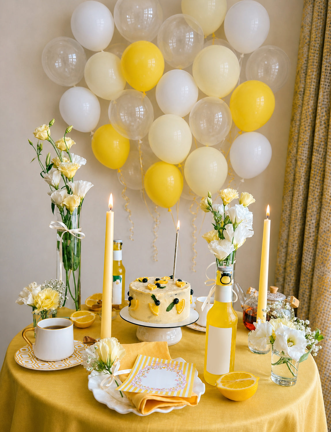 Yellow and White Balloons, 50 Pcs 12 Inch Yellow White Clear Balloon Lemon Yellow White Clear Balloons for Baby Shower Birthday Bee Lemon Easter Wedding Anniversary Carnival Party Decorations