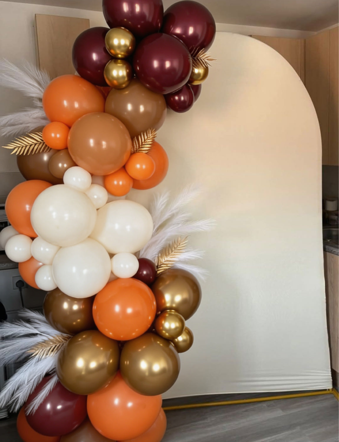 Fall Balloons, 50Pcs Burgundy Gold Balloons for Thanksgiving Decor | 12 Inch Autumn Balloons with Burgundy, Orange, Brown Tan and Metallic Gold for Harvest Birthday Wedding Party Decorations