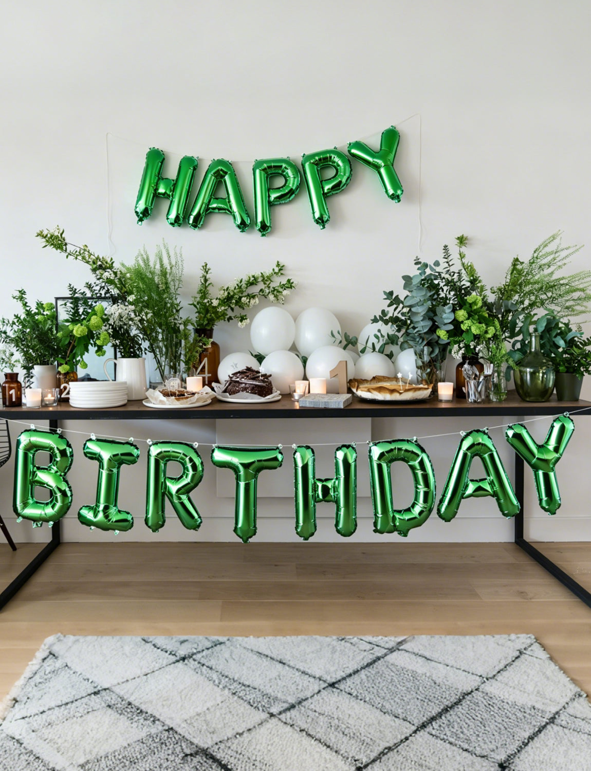 Green Happy Birthday Balloons Banner - 16 Inch Green Birthday Foil Balloon Big Letter Balloons Self Inflating Hbd Sign Balloon for Women Men Birth Party Decorations