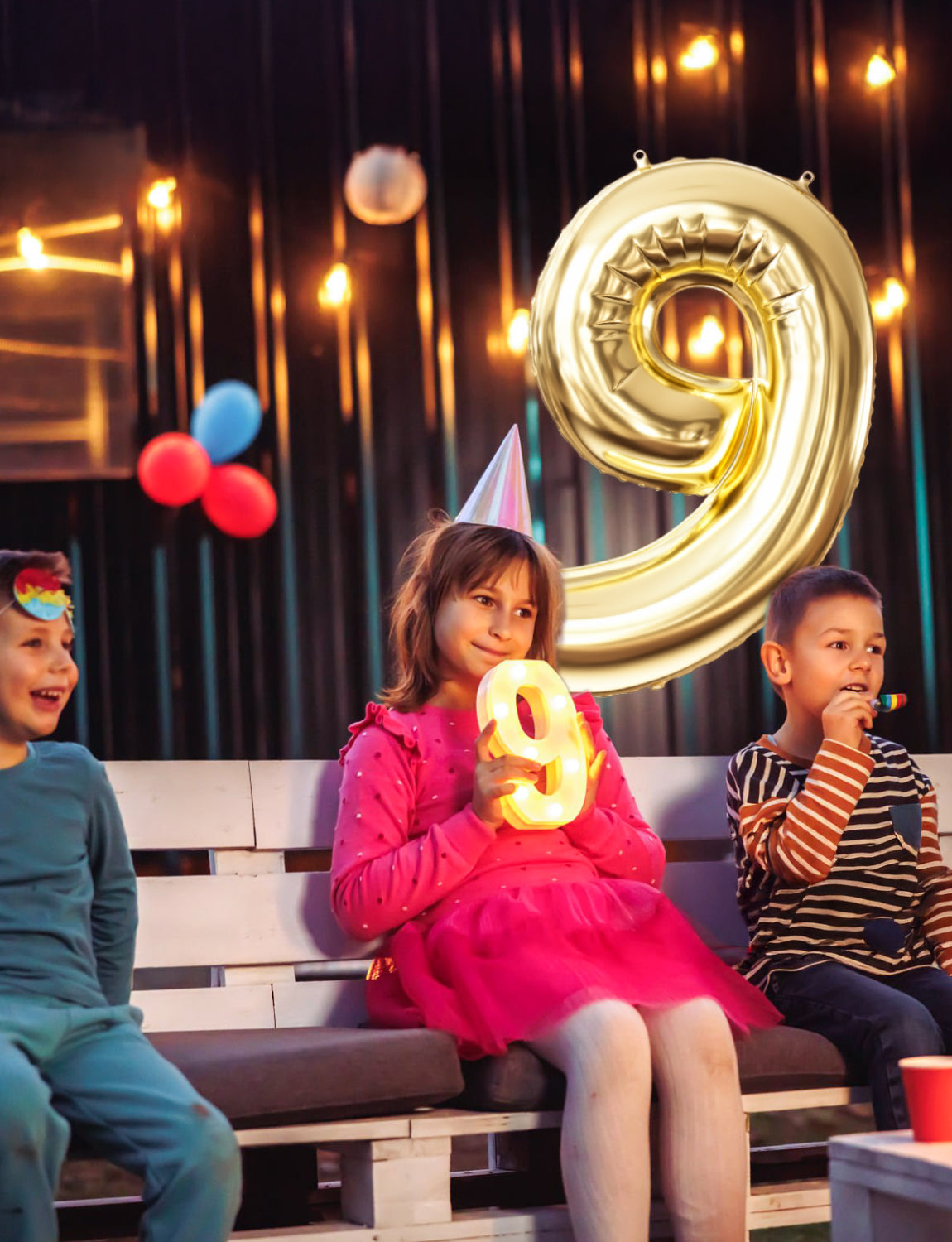 Adeyoo Gold Number 9 Balloon - 40" Large Champagne Gold Digital 9 Balloon for Boys Girls 9th Birthday, Self Inflating Number Balloons 0-9 for Women Men Birthday Anniversary Party Decorations