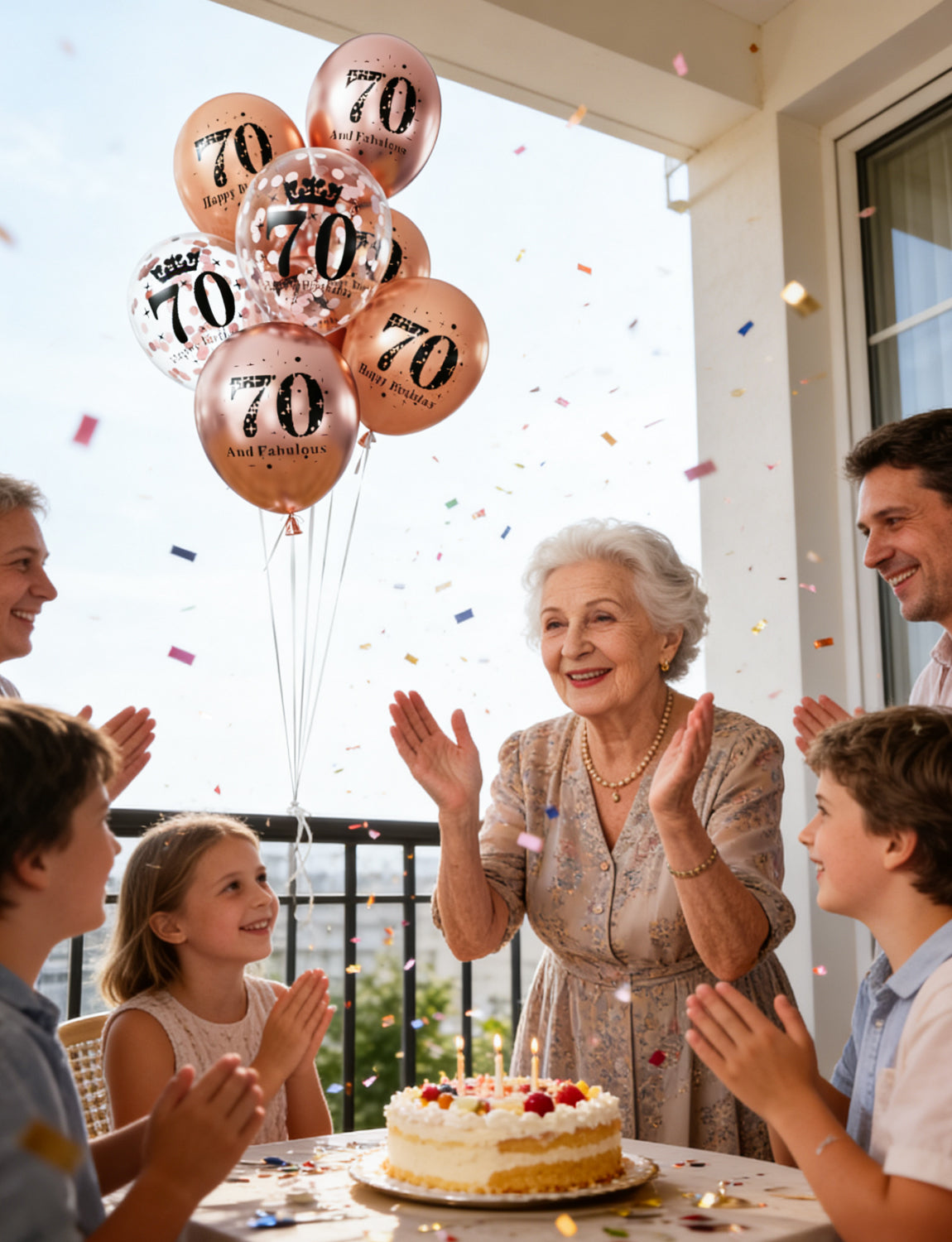 Adeyoo 24Pcs 70th Birthday Balloons - Rose Gold 70th Birthday Decorations for Women Her, 12Inch Rose Gold Latex Confetti Balloons Bright Party Balloon for Anniversary Celebration Supplies