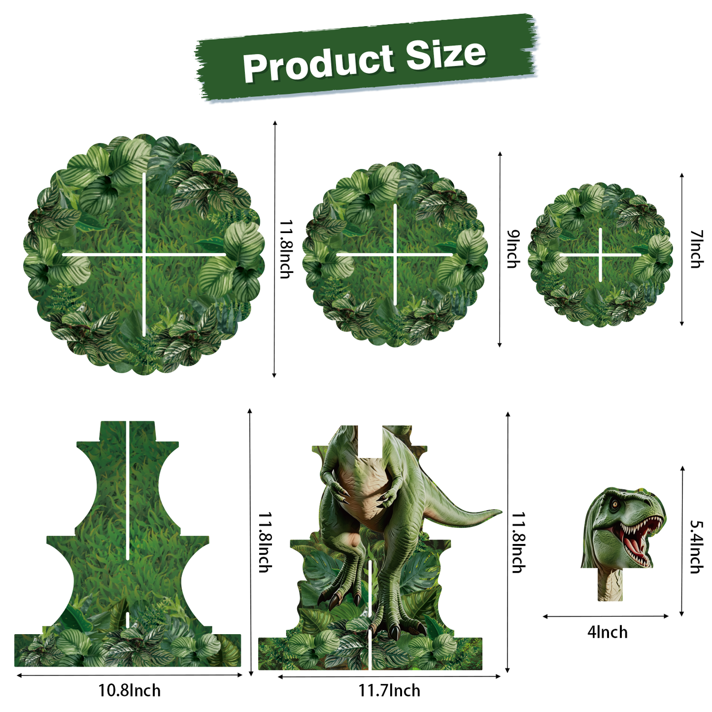 3 Tier Dinosaur Cupcake Stand for Dino Birthday Party Decorations Dinosaur Cupcake Holder, Green Jungle Leaf Cardboard Cupcake Stand for Dessert Stand, Dino Safari Jungle Party Supplies