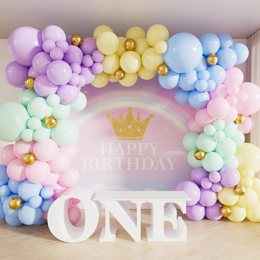Adeyoo Pastel Rainbow Balloon Arch Kit Garland - Unicorn Balloon Arch 137Pcs Pastel Balloons Different Sizes Macaron Latex Balloons for Unicorn Birthday Baby Shower Wedding Ice Cream Party Decorations