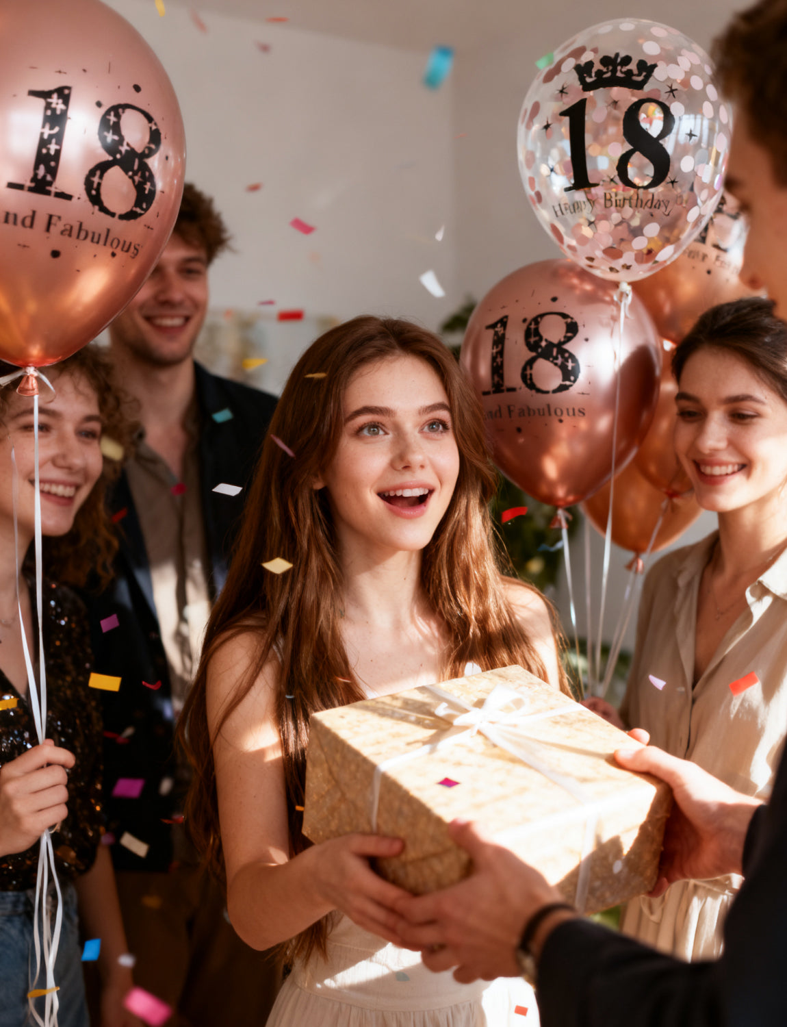 Adeyoo 24Pcs 18th Birthday Balloons for Girls - Fabulous 12Inch Rose Gold 18th Latex Confetti Balloons, Rose Gold 18 Happy Birthday and Anniversary Party Decorations for Girls Boys