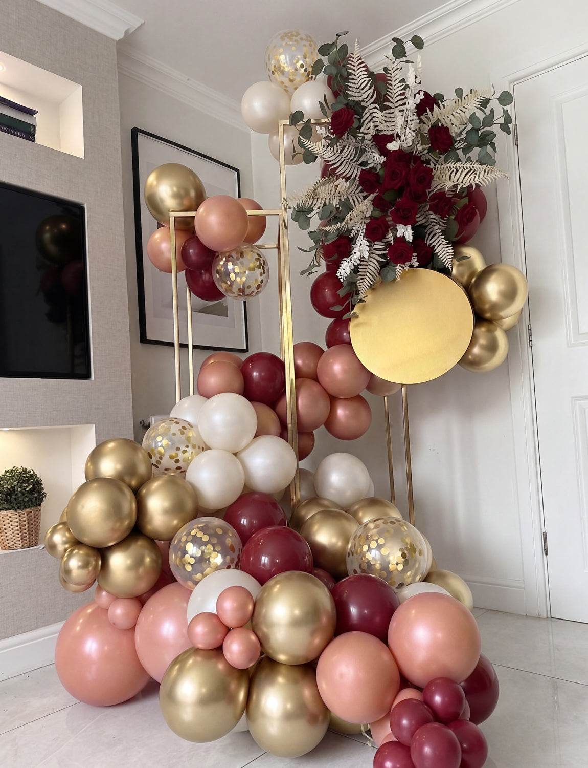 Burgundy Balloon Garland Arch Kit, 139 Pcs Maroon Rose Gold Balloon Burgundy and Gold Balloons, Rose Gold Balloons, Confetti Balloons for Fall Wedding Anniversary Birthday Party Decorations