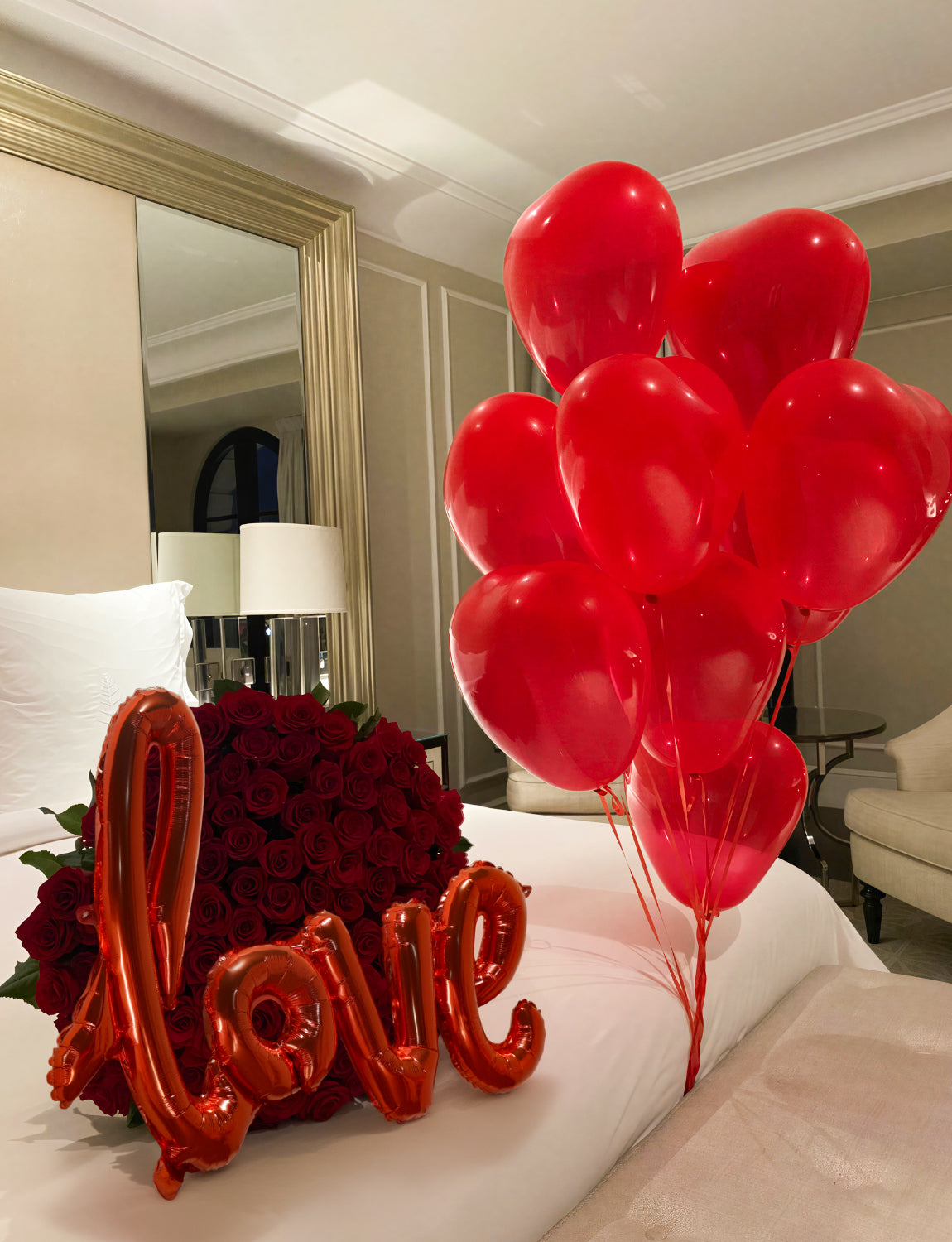 Happy Anniversary Decorations Set, Red Heart Balloons with Love Foil Balloons, Happy Anniversary Balloon Banner and Silk Rose Petals for Romantic Valentine's Day & Sweetest Day Supplies