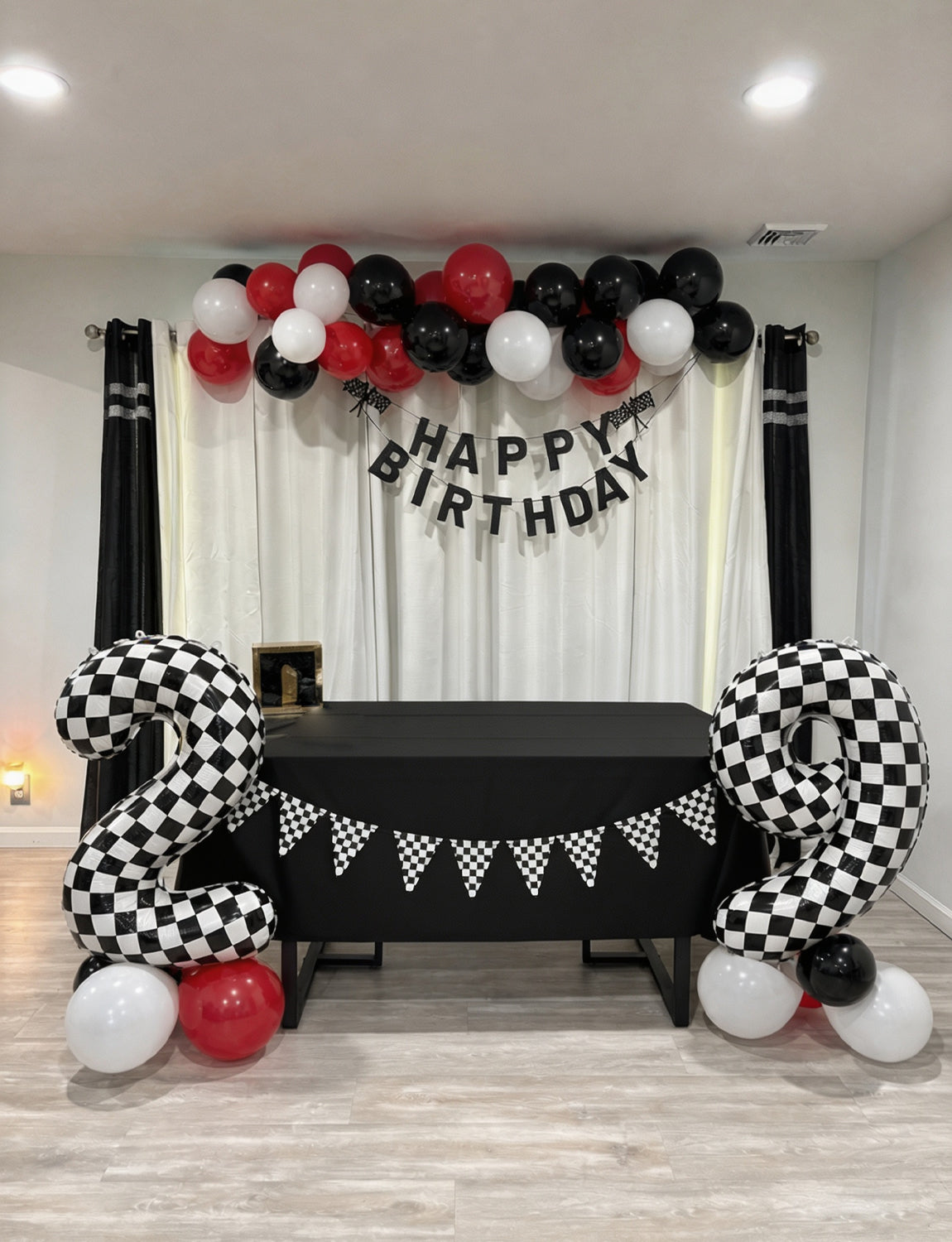40 Inch Checkered Number 9 Balloon for Racing Birthday Decorations Large Number 9 Balloon, Black and White Foil Balloon for Birthday, Baby Shower, Race Car and Checkered Flag Party Decorations