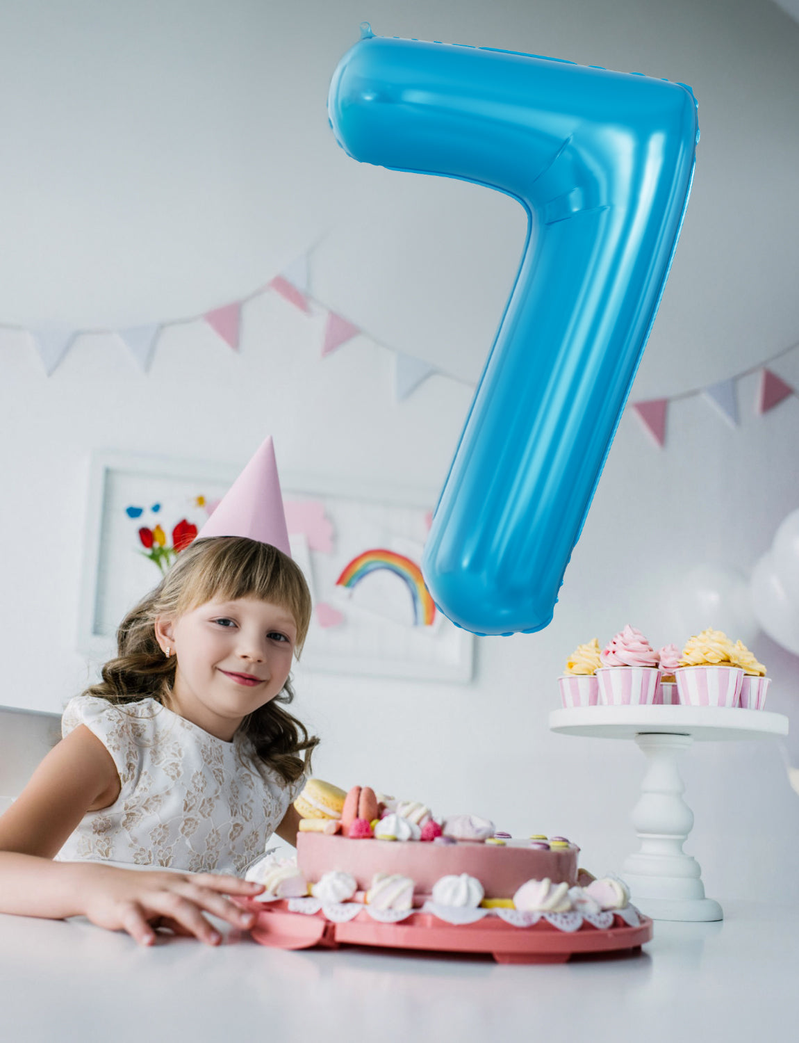 Adeyoo 40 Inch Blue Number 7 Balloon - 7th Birthday Balloons for Boys, Self Inflating Foil Number Balloons 0-9 for Men Birthday Anniversary Graduation Party Decorations, Photo Shoot Supplies