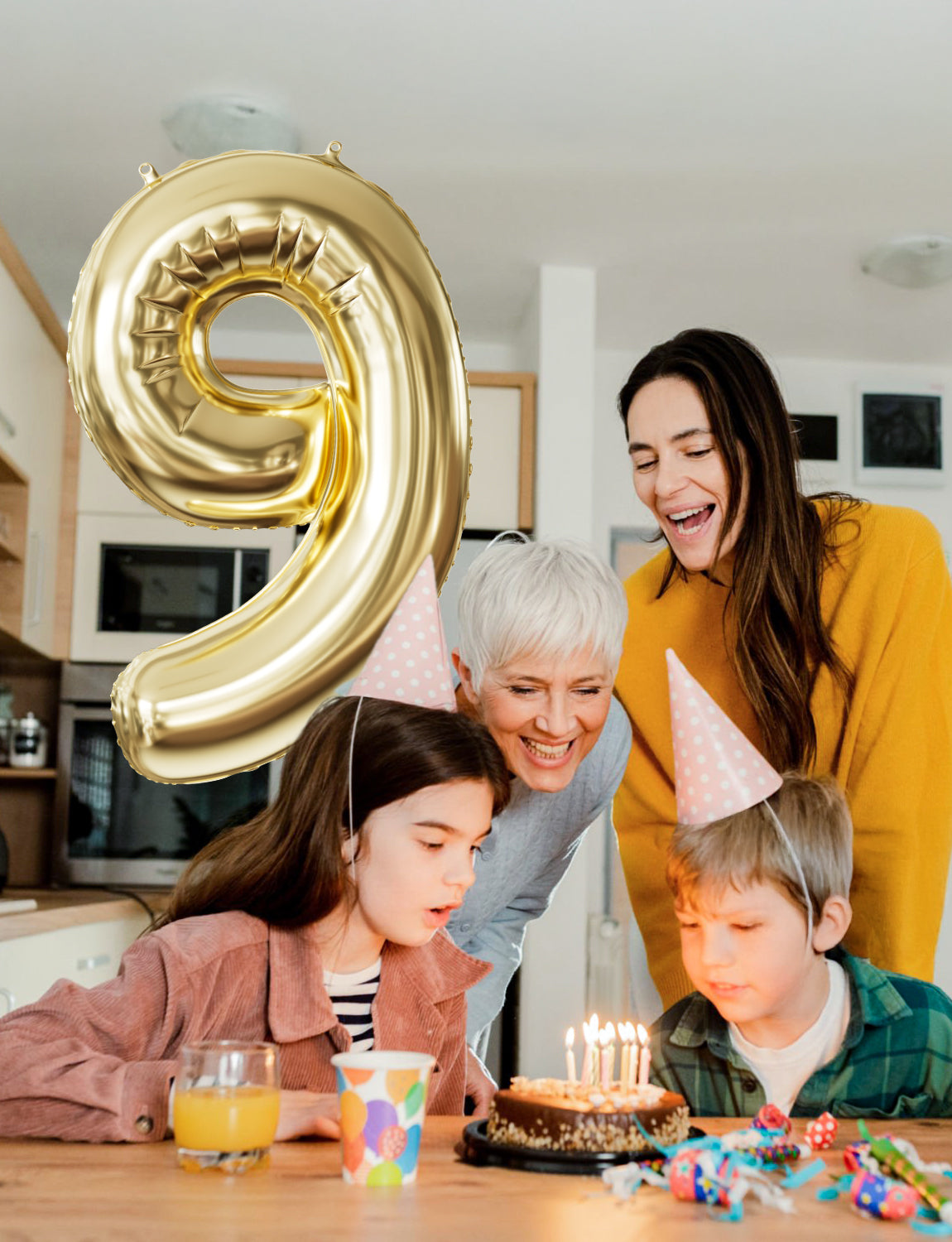 Adeyoo Gold Number 9 Balloon - 40" Large Champagne Gold Digital 9 Balloon for Boys Girls 9th Birthday, Self Inflating Number Balloons 0-9 for Women Men Birthday Anniversary Party Decorations