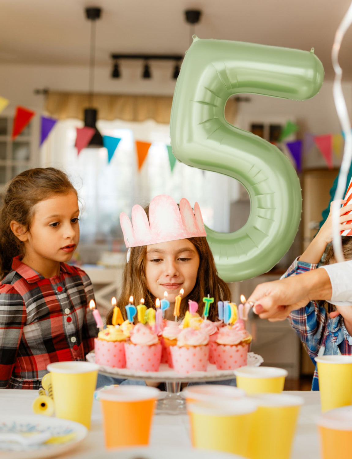 Adeyoo Sage Green Foil Balloon Number 5-40 Inch Giant Sage Green Self Inflating Balloons, Number Balloons 0-9 Set for Birthday Baby Shower Jungle Safari Anniversary Party Decorations