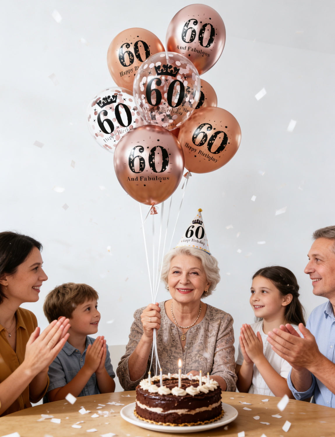 Adeyoo 24Pcs 60th Birthday Balloons Decorations for Women - 12Inch Fabulous Rose Gold Latex Confetti Balloons, Happy 60th Birthday Decorations for Women, Anniversary Celebration Party Supplies