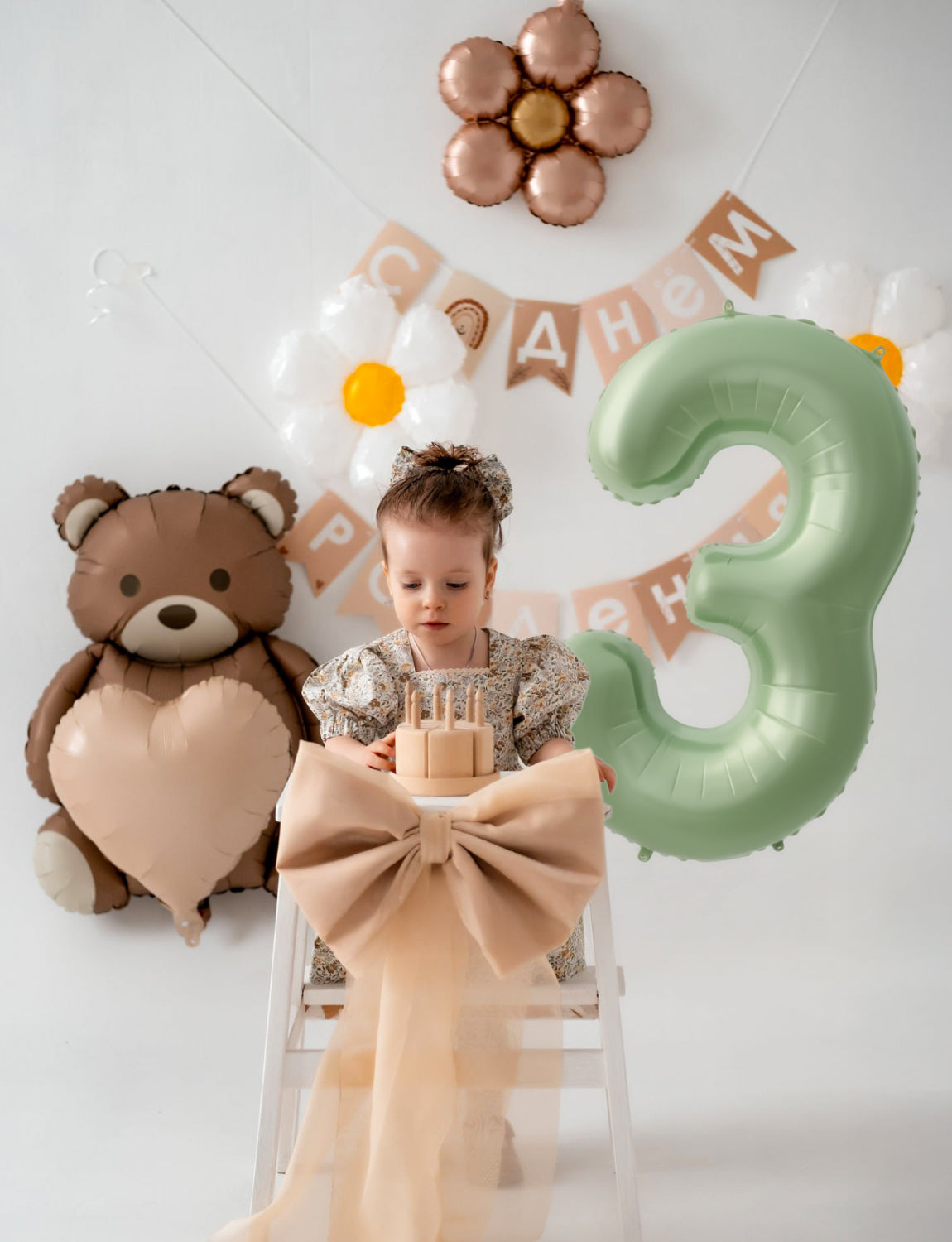Adeyoo Green Number 3 Balloon - 40 Inch 3rd Birthday Balloon for Boys Girls, Sage Green Number Balloons 0-9, Self Inflating Foil Balloons for Women Men Birthday Jungle Anniversary Party Decorations
