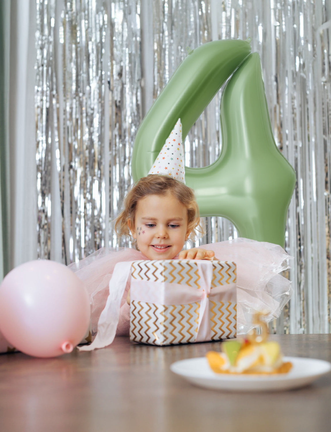 Adeyoo Number 4 Balloon Sage Green - 40Inch Number Balloons 0-9 Set, Large Self Inflating Digital 4 Helium Balloon for Birthday Baby Shower Jungle Safari Anniversary Party Decorations