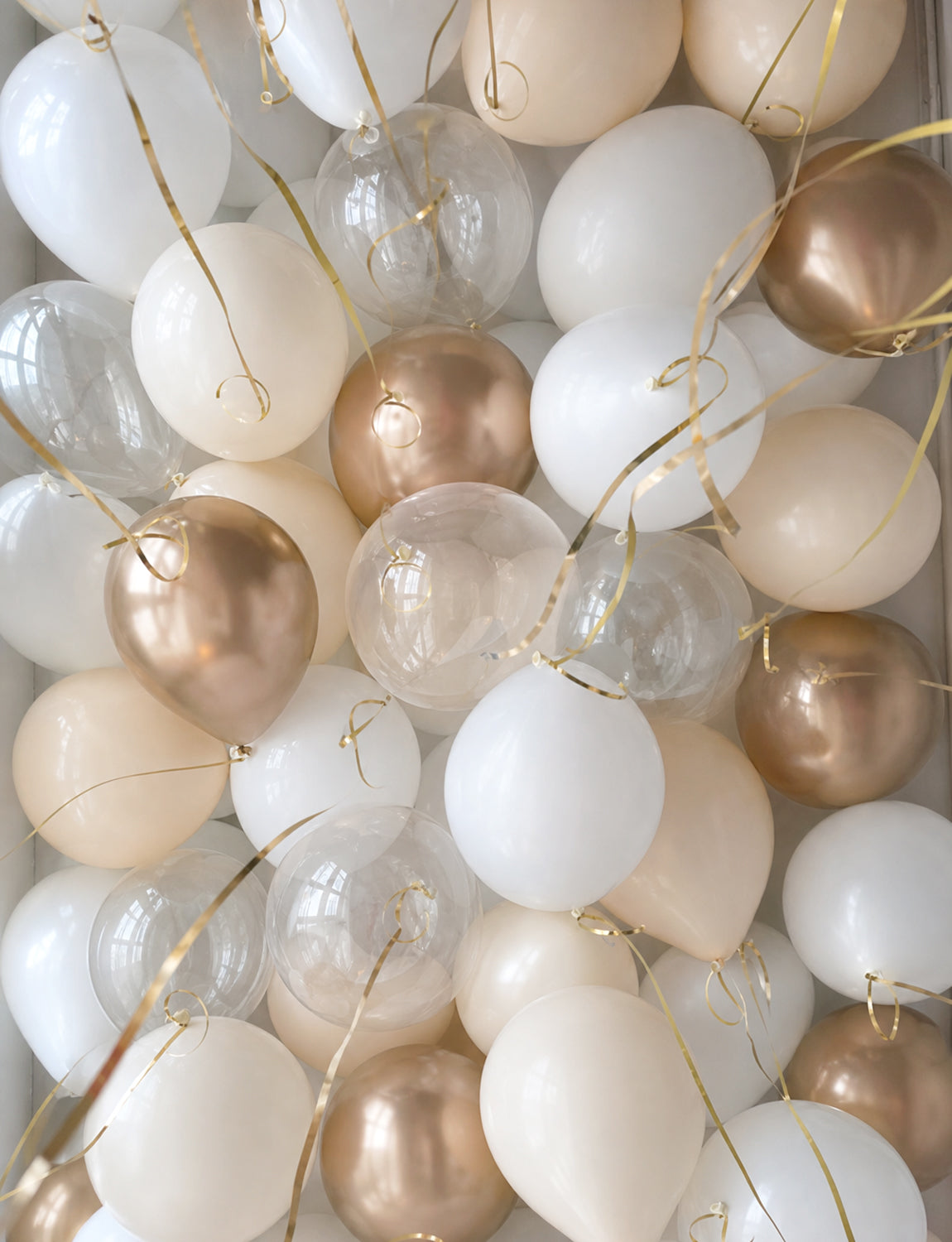 White and Gold Balloons, 50 Pcs 12 Inch Wedding Balloons Metallic Gold and Beige Balloons, Clear balloons, Nude Balloon, Engagement Balloons for Boho Wedding Bridal Anniversary party