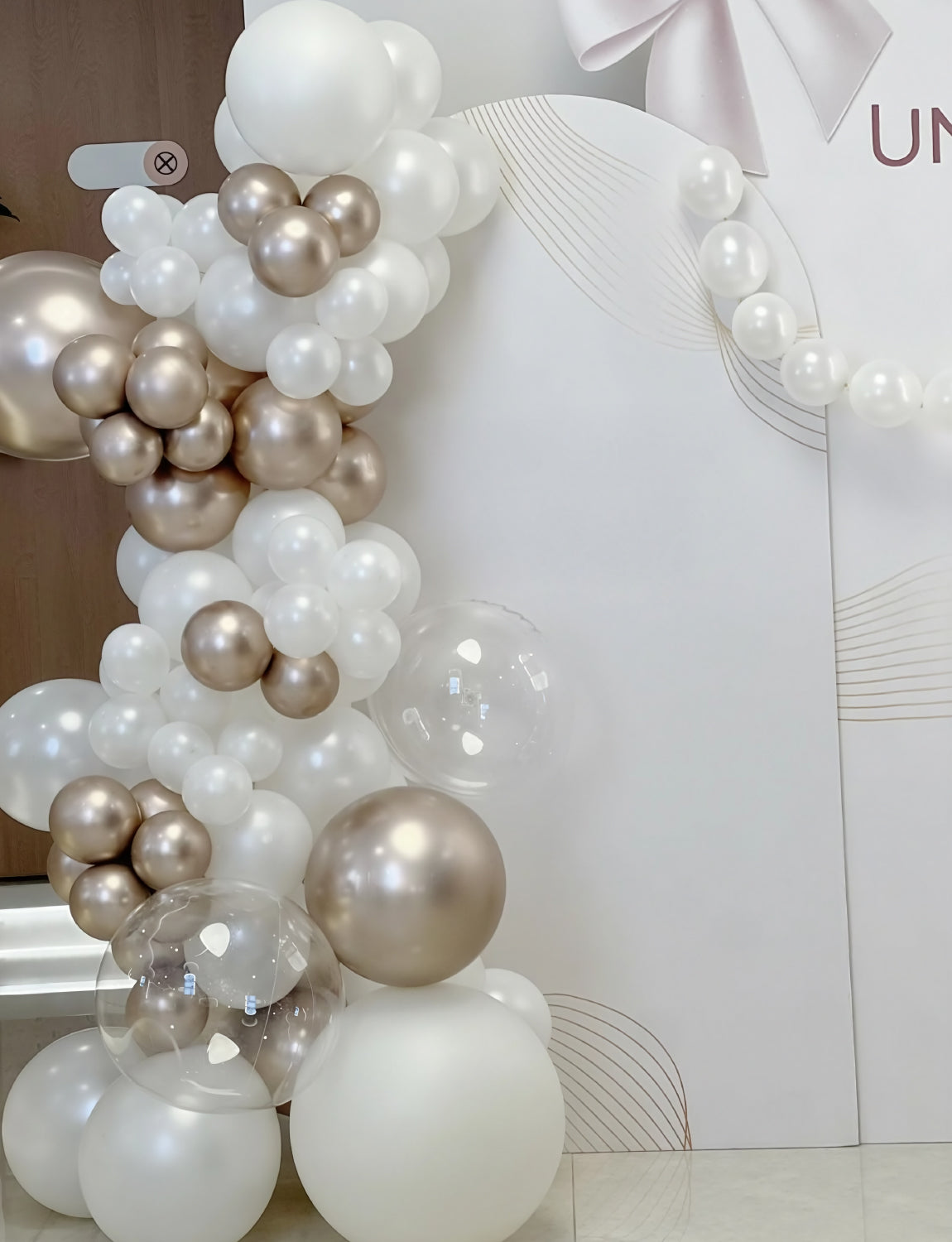 Beige Champagne Gold Balloon Arch Kit Garland - 148 White and Gold Balloon Arch with Metallic Champagne Clear Latex Balloons, Neutral Balloons for Boho Wedding Birthday Baby Shower Party Decorations