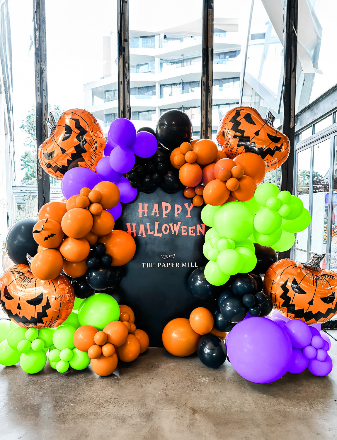 Halloween Balloons Arch Kit Garland with BOO Pumpkin Foil Balloon 126Pcs Black Orange Purple Green Halloween Balloons with Boo, Pumpkin, Eyeball Balloons for Halloween Party Decorations
