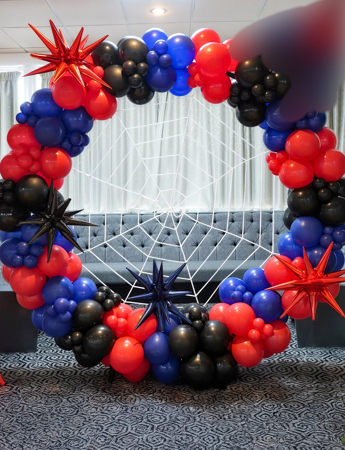 Adeyoo Red Blue Black Balloon Arch Garland Kit - Royal Blue Black Red Balloons Arch with Explosion Star Foil Balloons for Halloween Birthday Baby Shower Wedding Anniversary Party Decorations