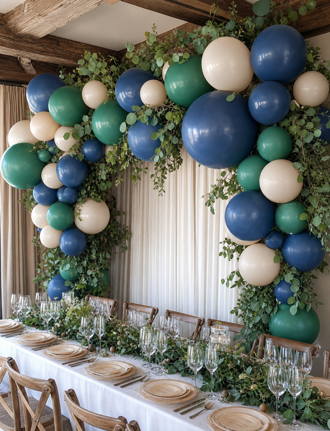 Navy Blue and Green Balloon Garland Arch Kit for Birthday Decoration 140 Pcs Different Sizes Balloon Arch Kit with Nude, Birthday Balloon for Wedding Christmas Teddy Bear Baby Shower Party Decor