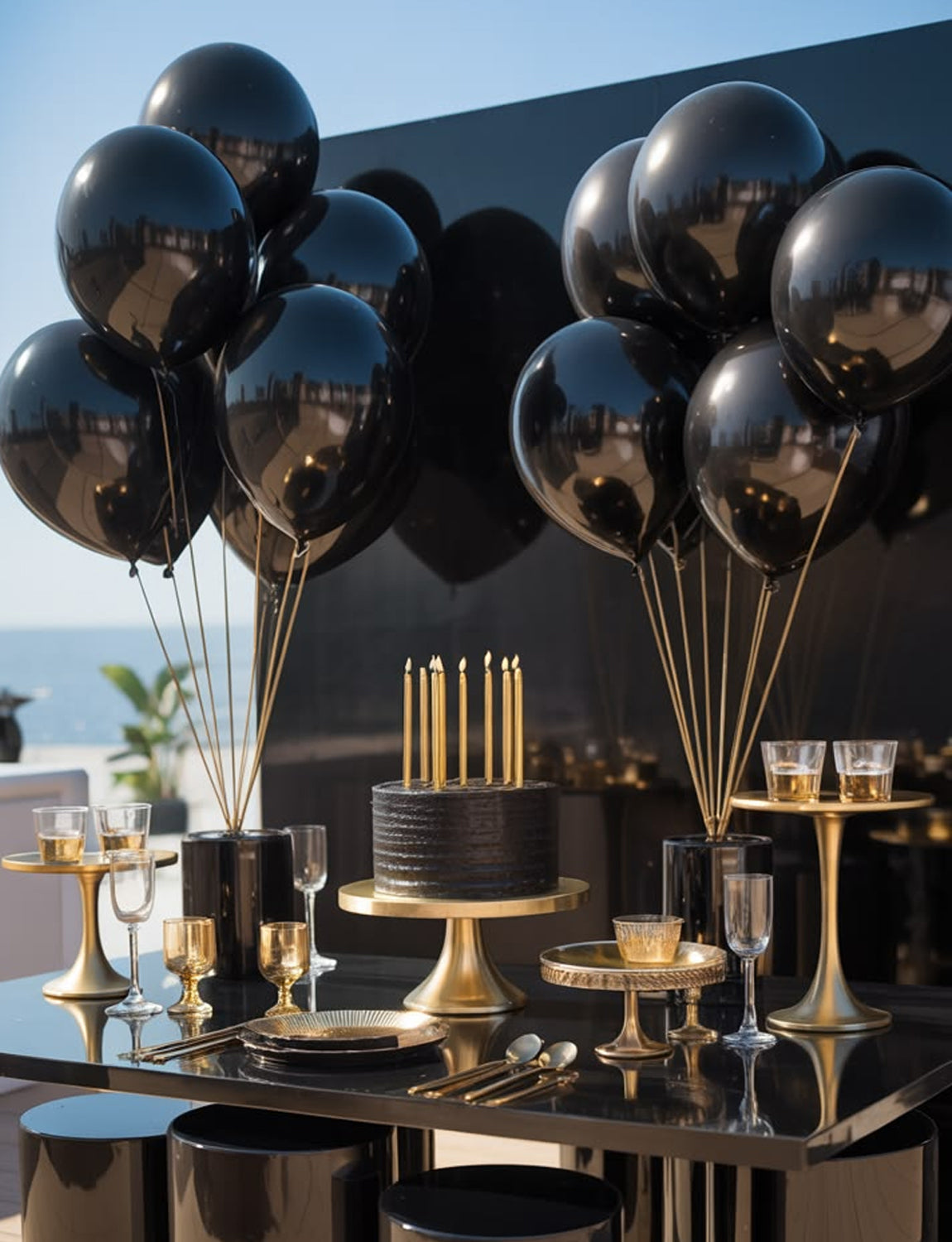 18 Inch Black Balloons, 24 Pcs Large Black Latex Balloon with Ribbon Giant Black Balloons for Birthday Decorations, Party Balloons for Halloween Wedding Anniversary Graduation Party Supplies