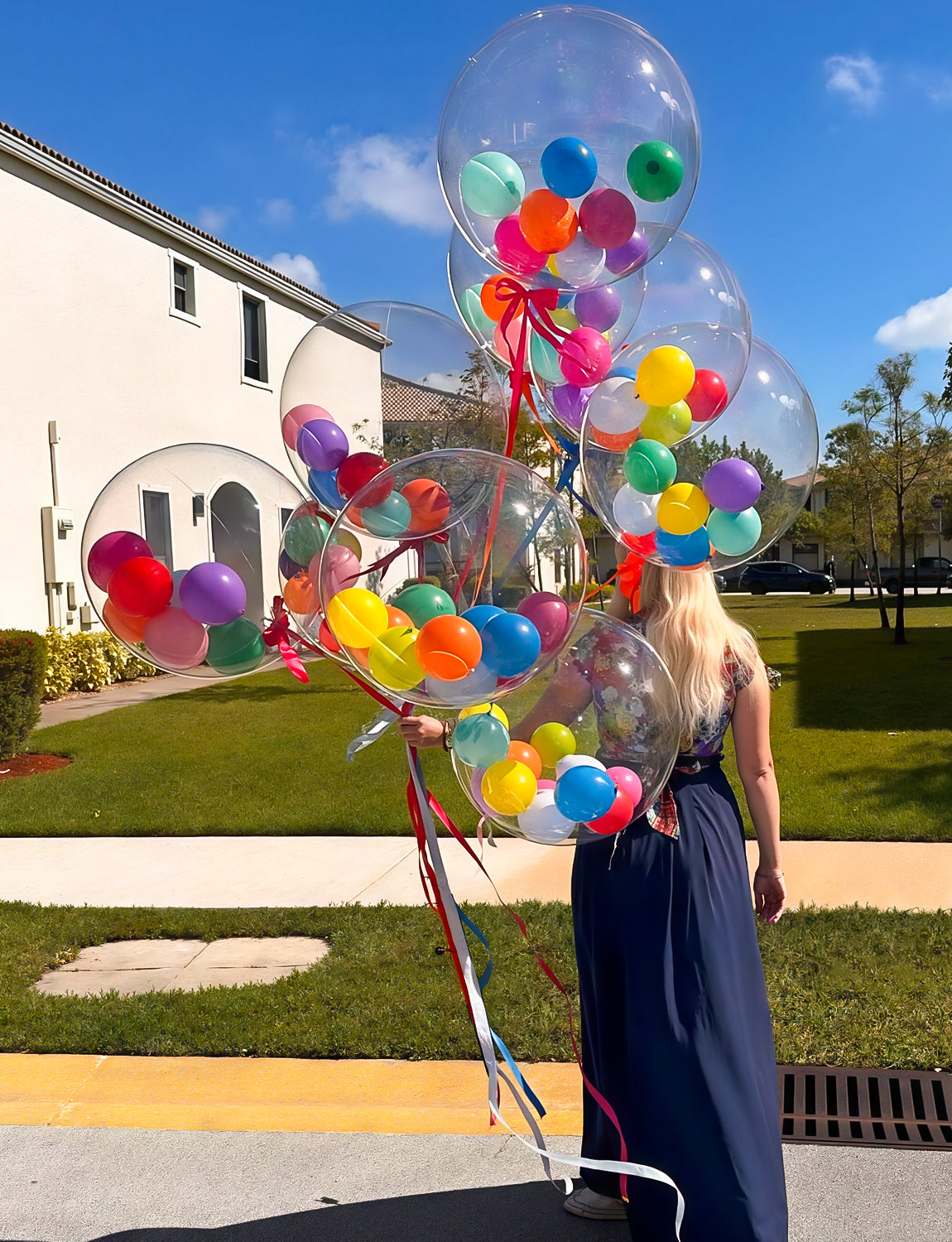 Adeyo 36 Inch Bobo Balloons - 12 Pcs Fillable Transparent Bubble Balloons Large Clear Crystal Bobo Balloon for DIY Birthday Wedding Anniversary Indoor Outdoor Party Decorations