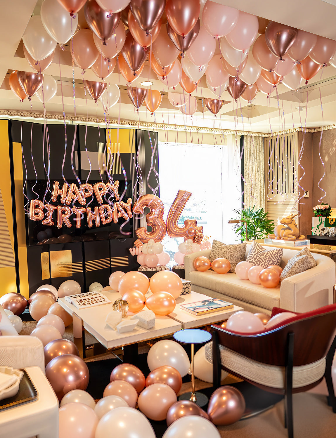 Adeyoo Rose Gold Balloon Arch Kit Garland - 127Pcs Rose Gold Balloons with White Latex Balloons, Glitter Confetti Balloon for Girl Women Birthday Baby Bridal Shower Wedding Retirement Party Decoration