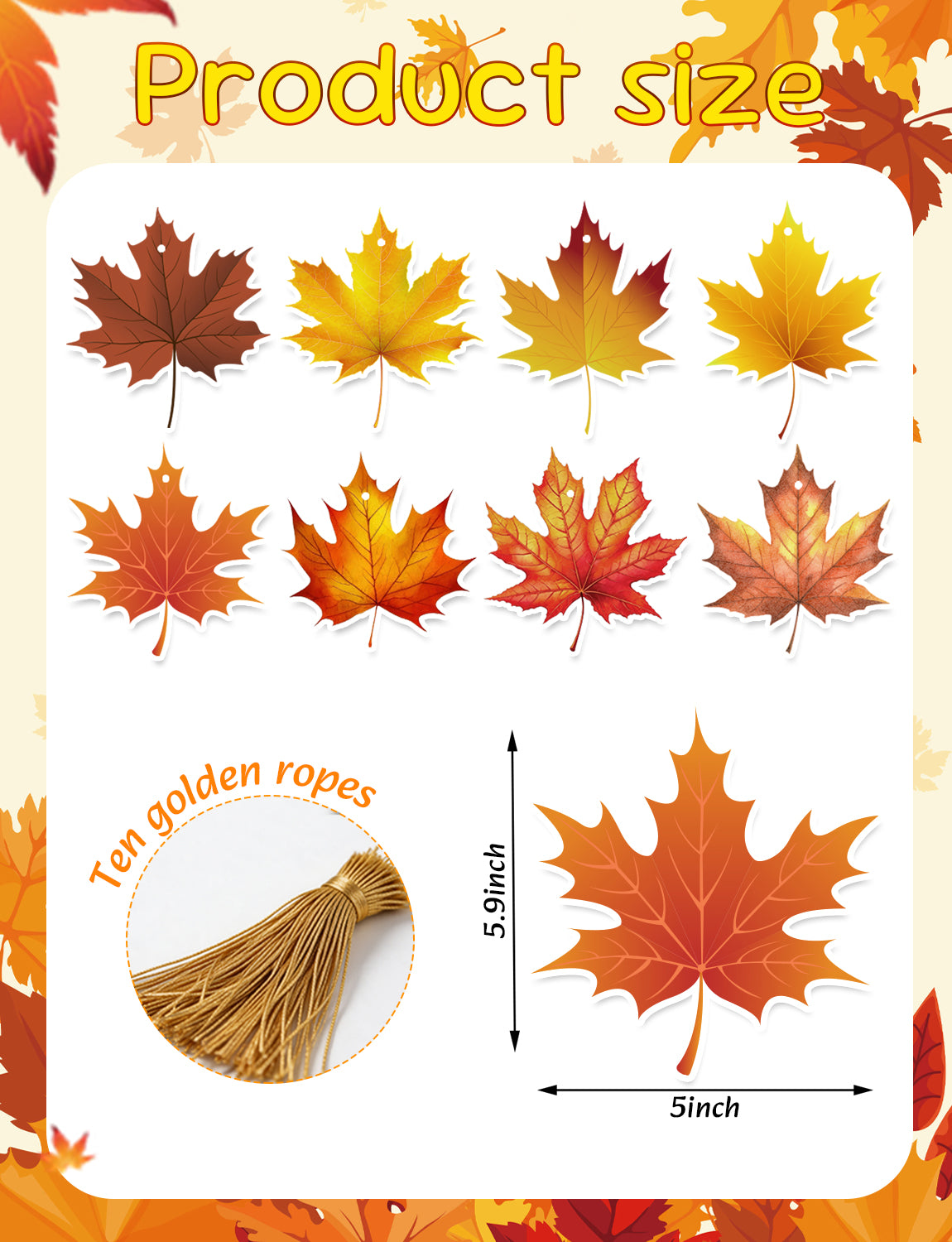 Fall Thanksgiving Hanging Decorations, Maple Leaf Ceiling Hanging Decor | 8 Pcs Hanging Fall Leaves with String, Rustic Autumn Leaves Decor for Home, Classroom, Office, Harvest Party Decorations